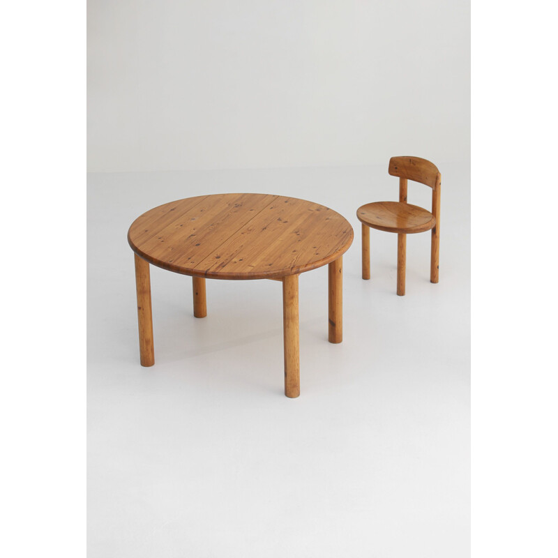 Vintage round dining table by Rainer Daumiller, Denmark 1970s