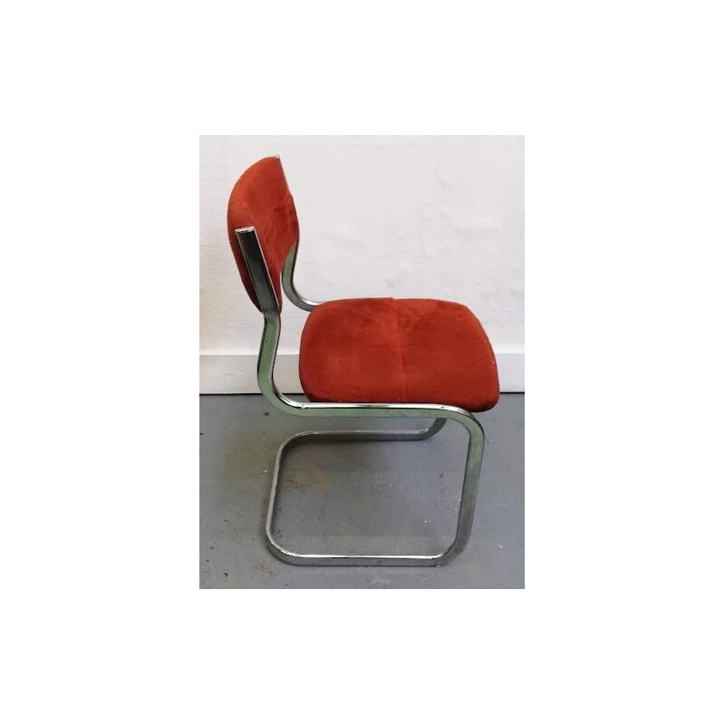 Cadeira Vintage feita de pele de Borgonha e alumínio