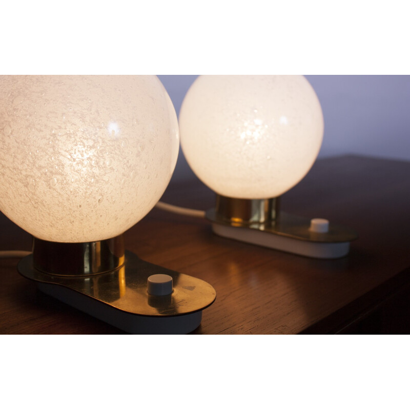 Paire de lampes de table Doria Leuchten en laiton et verre - 1960 