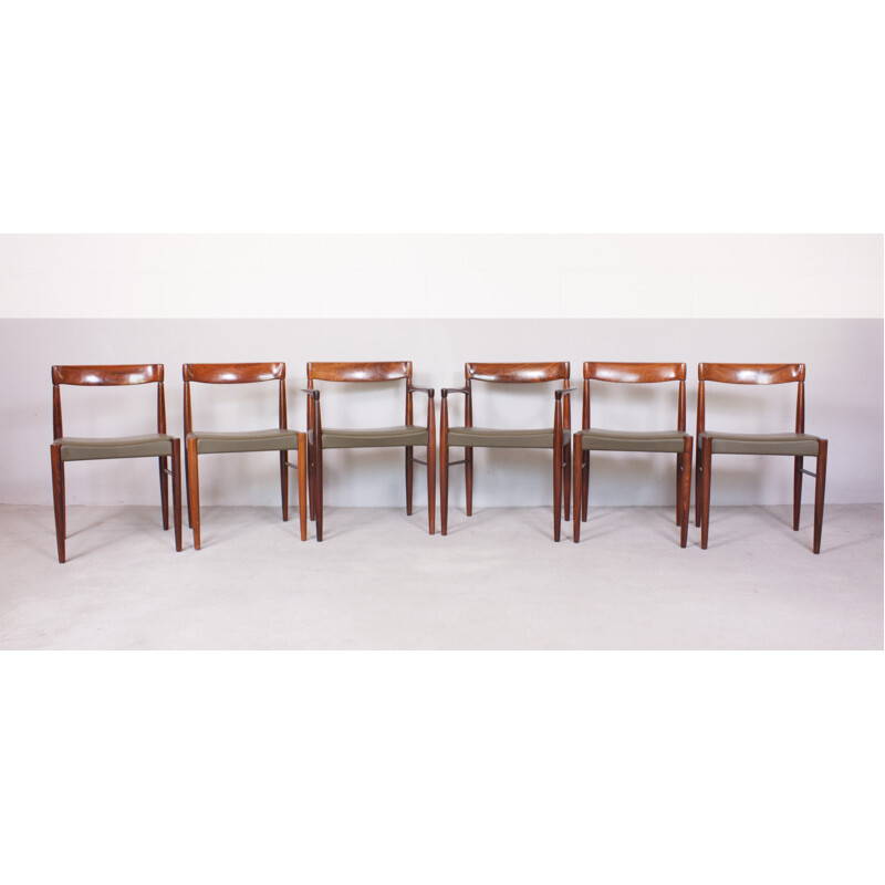 Set of Bramin dining chairs and table in rosewood, Henry W. KLEIN - 1960s