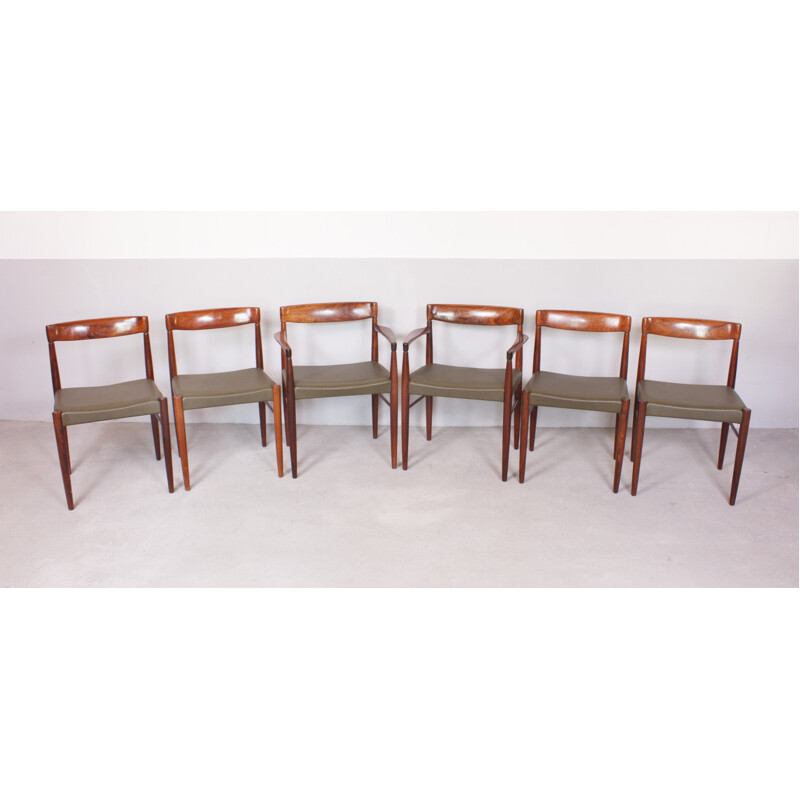 Ensemble de 6 chaises et table Bramin en palissandre, Henry W. KLEIN - 1960