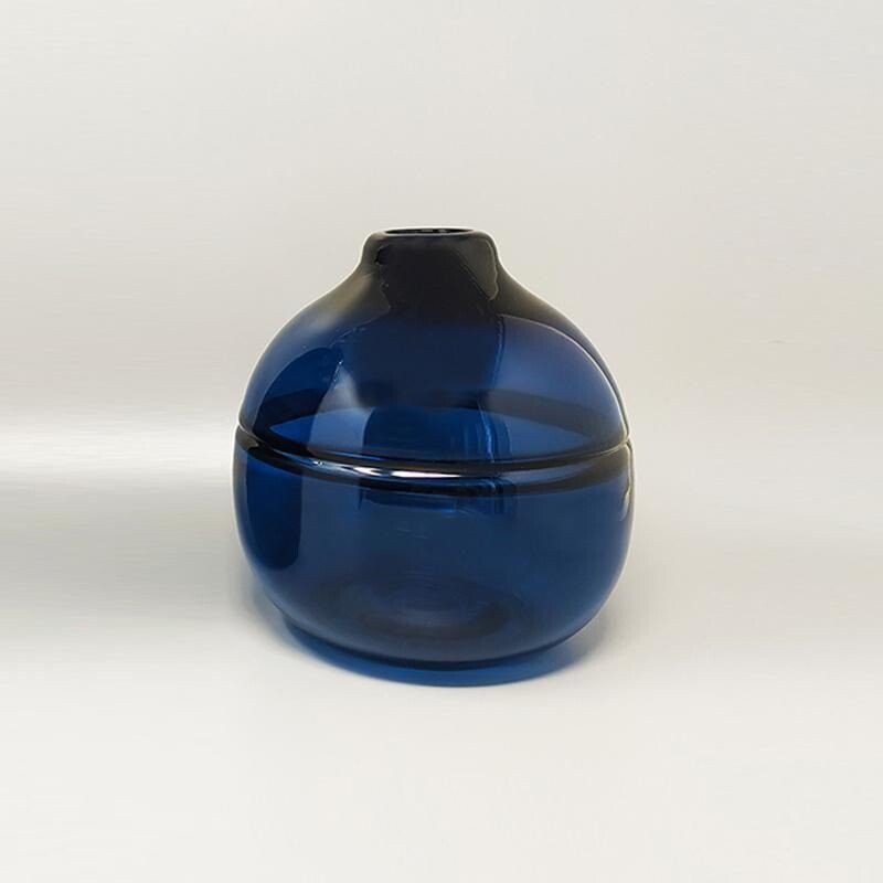 Paire de vases vintage bleues en verre de Murano par Seguso, Italie 1960