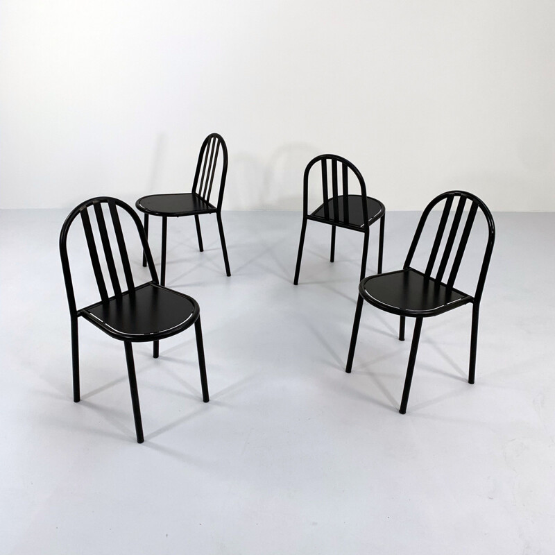 Set of 4 vintage no.222 metal chairs by Robert Mallet-Stevens, 1970s