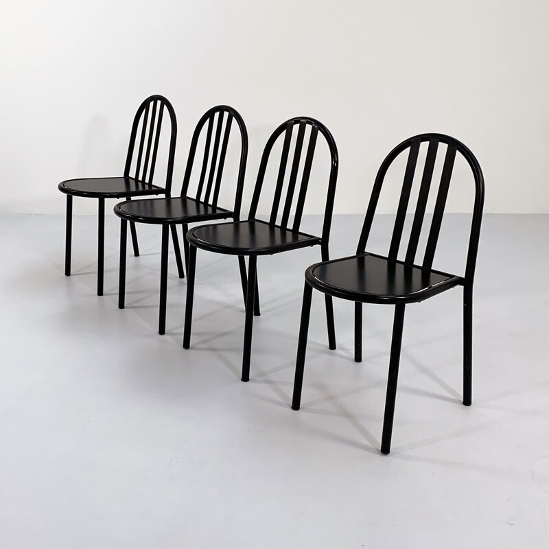 Ensemble de 4 chaises vintage en métal no.222 par Robert Mallet-Stevens, 1970