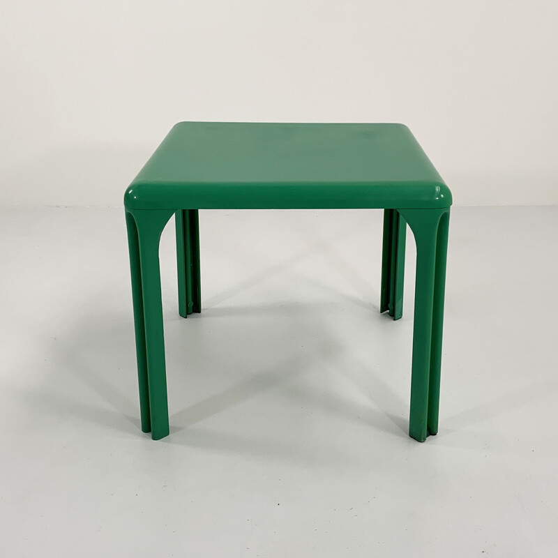 Green vintage Stadio 80 plastic dining table by Vico Magistretti for Artemide, 1970s