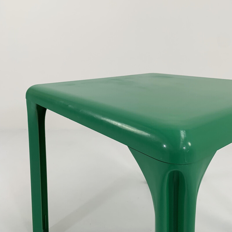 Green vintage Stadio 80 plastic dining table by Vico Magistretti for Artemide, 1970s