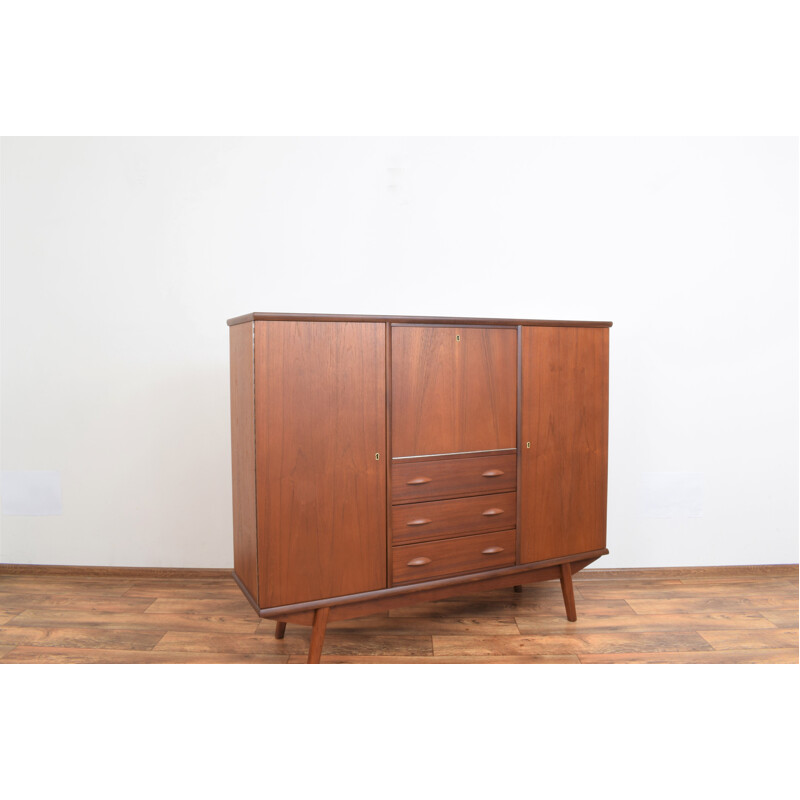 Vintage Danish teak cabinet with 3 drawers and 2 doors, Denmark 1960