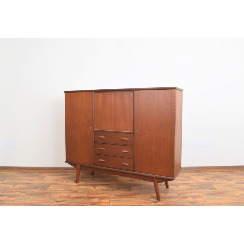 Vintage Danish teak cabinet with 3 drawers and 2 doors, Denmark 1960