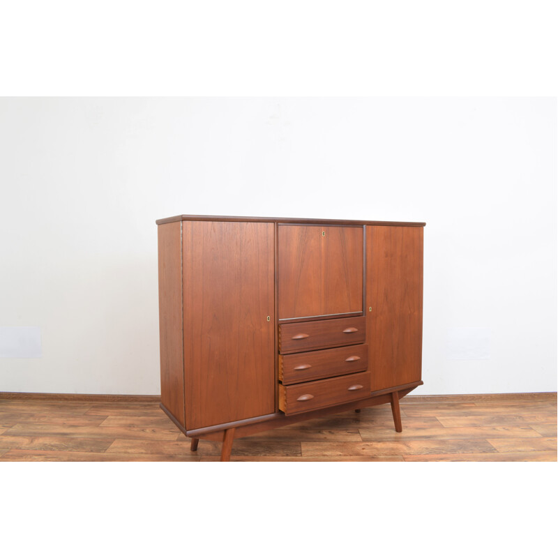 Vintage Danish teak cabinet with 3 drawers and 2 doors, Denmark 1960