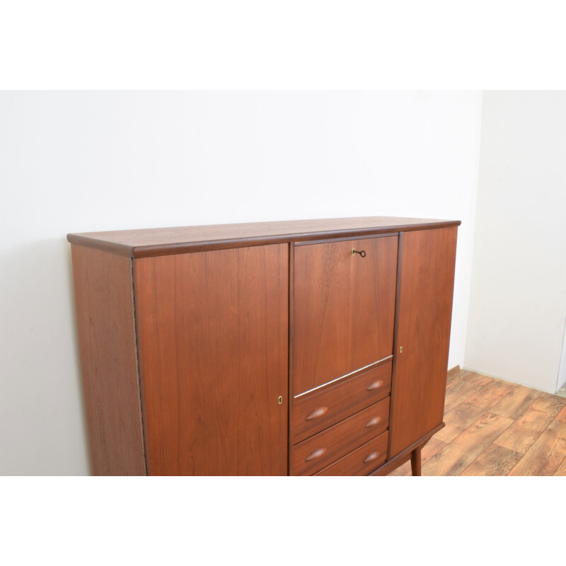 Vintage Danish teak cabinet with 3 drawers and 2 doors, Denmark 1960