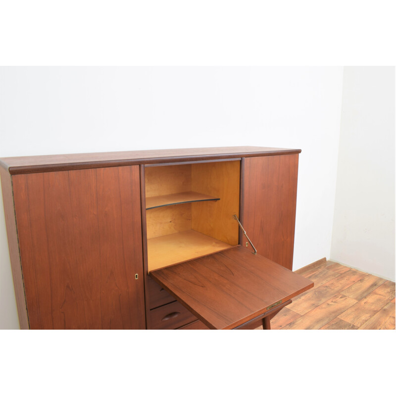 Vintage Danish teak cabinet with 3 drawers and 2 doors, Denmark 1960