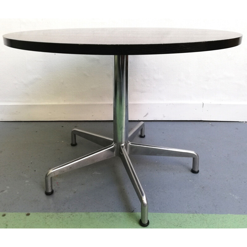 Castelli ronde vintage tafel in hout en aluminium onderstel