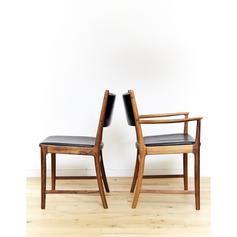 Pair of 2 mid-century wood and leather chairs by Kai Lyngfeldt Larsen for Soren Willadsen, 1960s