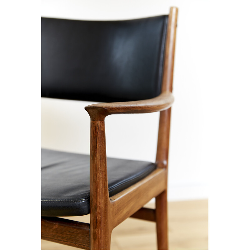 Paar von 2 Vintage-Stühlen aus Holz und Leder von Kai Lyngfeldt Larsen für Soren Willadsen, 1960