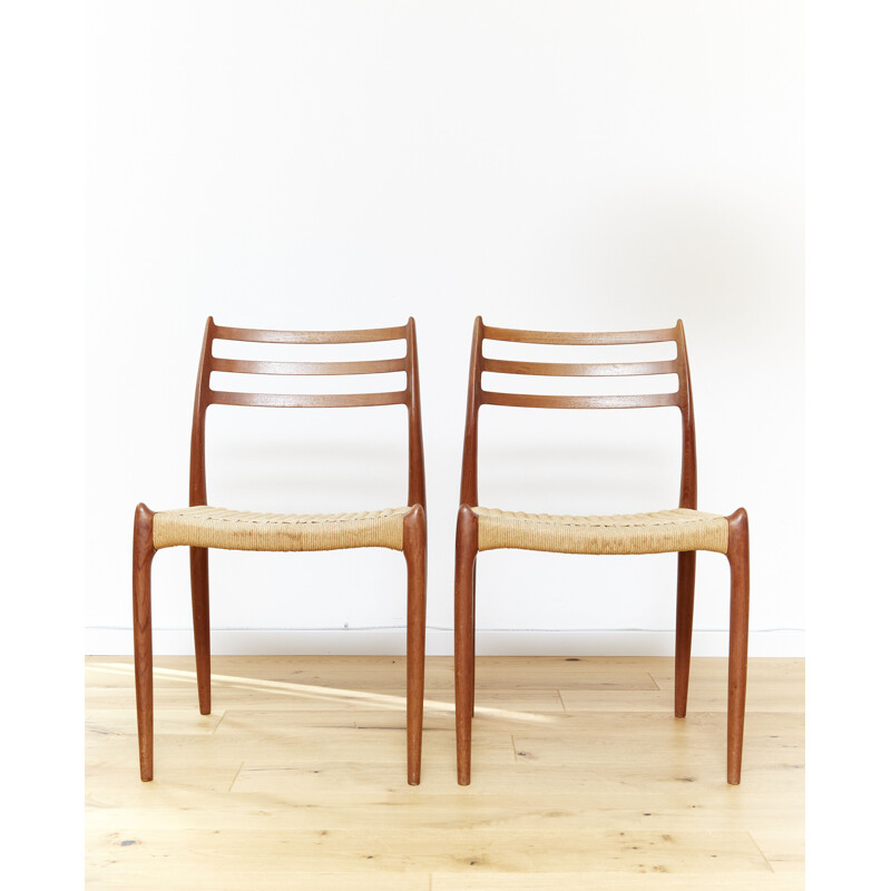 Pair of vintage teak dining chairs by Niels Otto Møller for J.L. Møllers