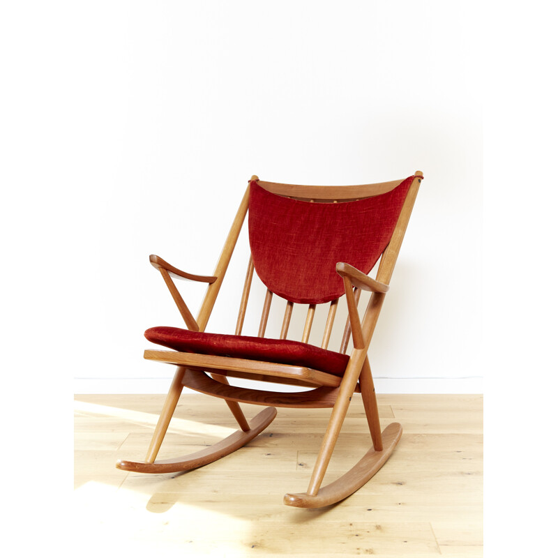 Vintage teak rocking chair by Frank Reenskaug for Bramin