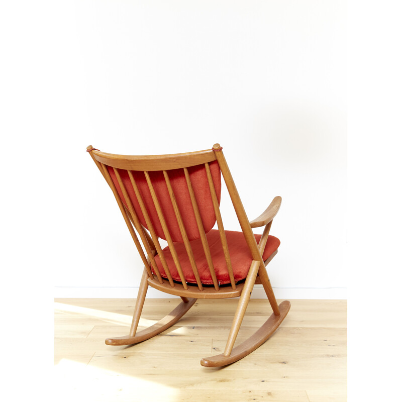 Vintage teakhouten schommelstoel van Frank Reenskaug voor Bramin