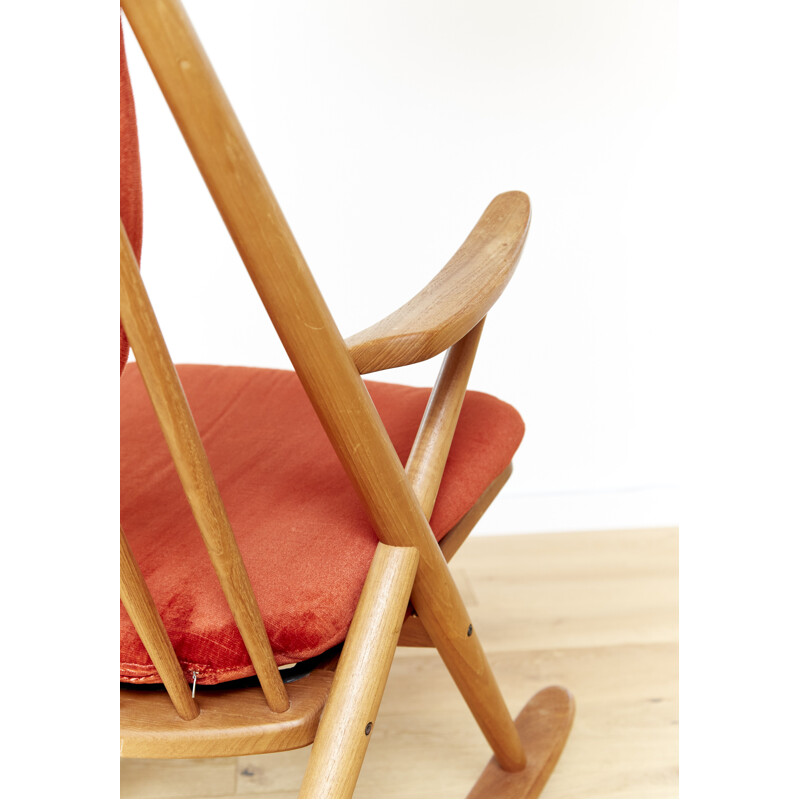 Silla mecedora de teca vintage de Frank Reenskaug para Bramin