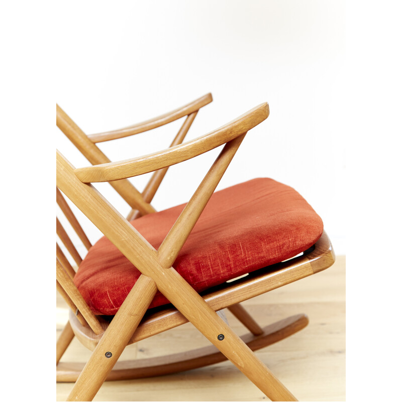 Cadeira de baloiço de teca Vintage por Frank Reenskaug para Bramin