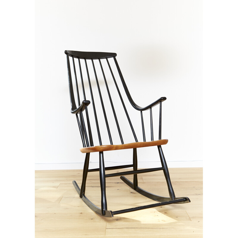 Vintage Grandessa rocking chair by Lena Larssen for Nesto, Sweden 1950