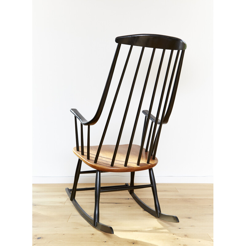 Vintage Grandessa rocking chair by Lena Larssen for Nesto, Sweden 1950