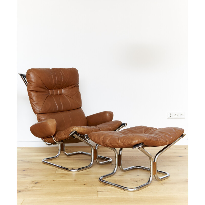 Vintage armchair and ottoman by Ingmar Relling for Westnofa, 1970