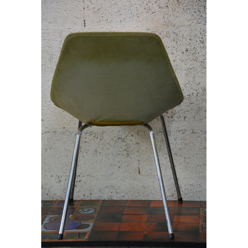 "Tonneau" chair in khaki-olive fabric, Pierre GUARICHE - 1960s