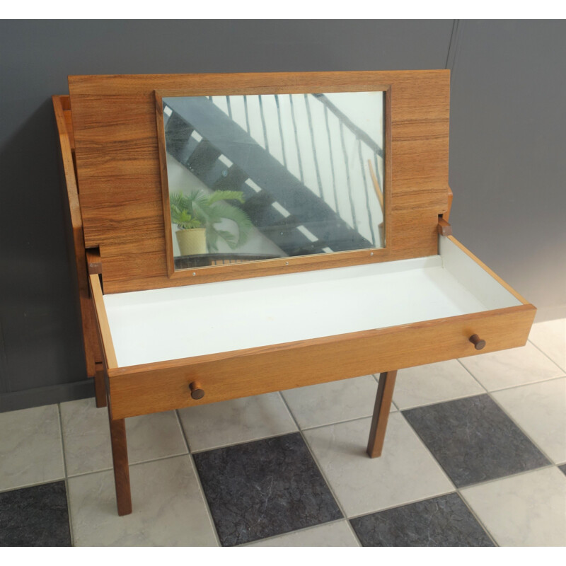 Vintage dressing table with hidden popup mirror, Germany 1960s