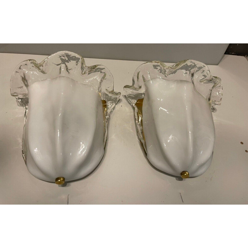 Pair of vintage Murano glass wall lamps from La Murrina