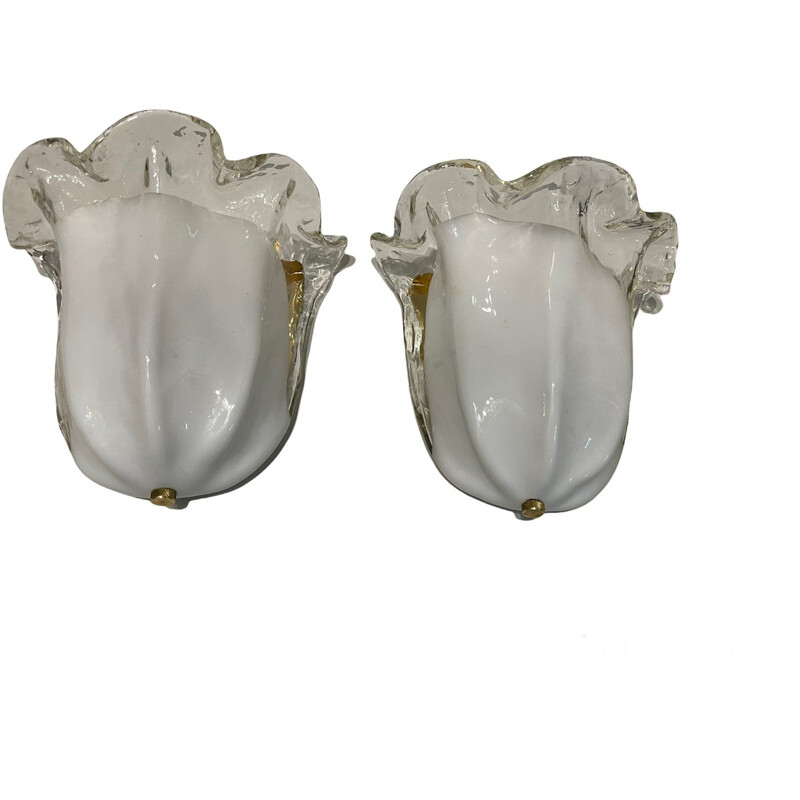 Pair of vintage Murano glass wall lamps from La Murrina