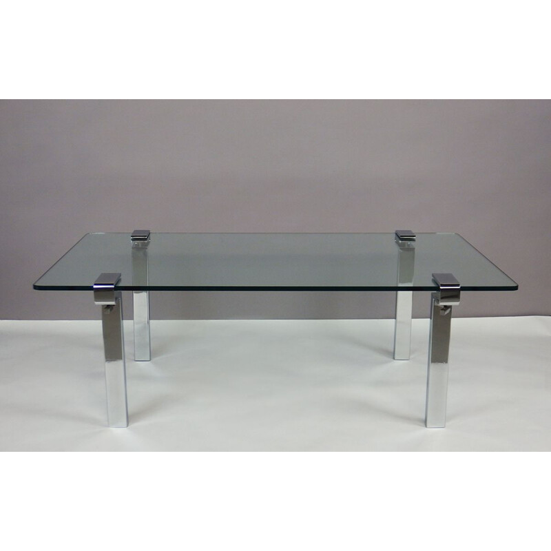 Vintage T9 coffee table in clear glass by Arnal, 1970