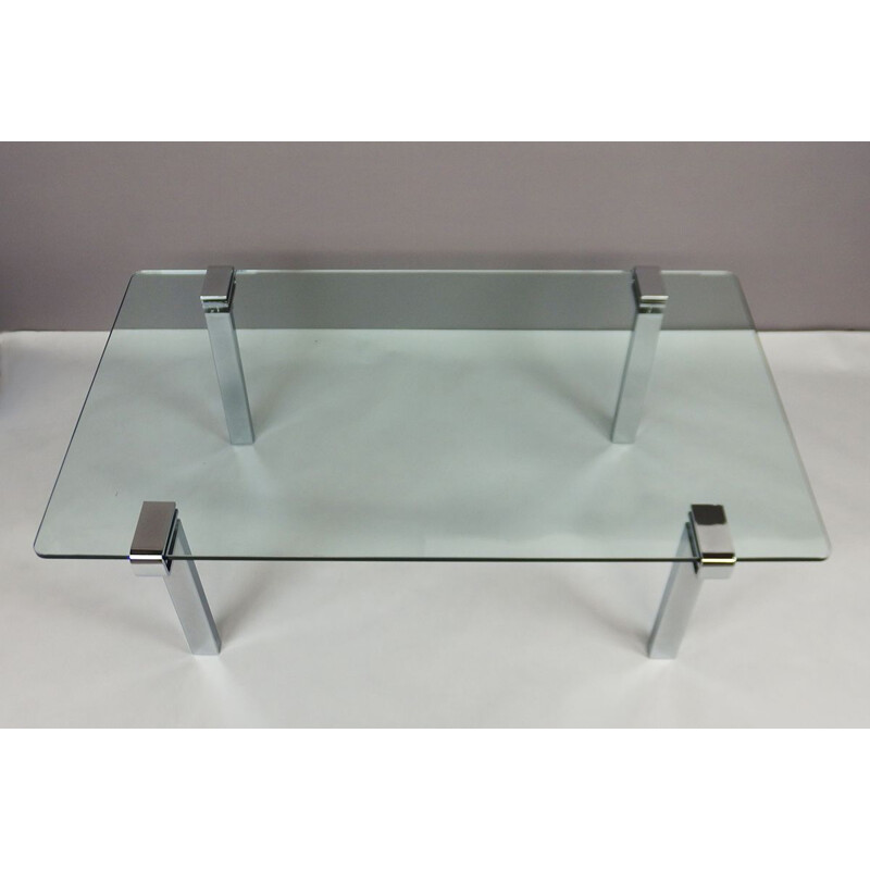 Vintage T9 coffee table in clear glass by Arnal, 1970