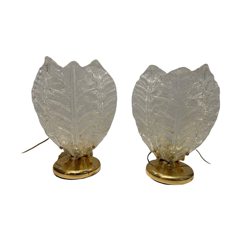 Pair of vintage Murano glass table lamps