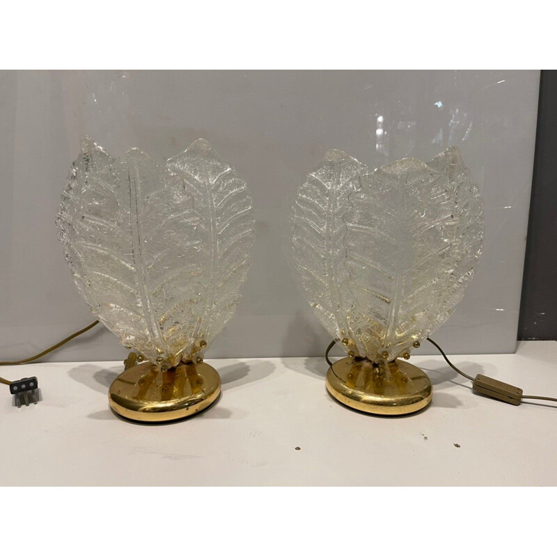 Pair of vintage Murano glass table lamps