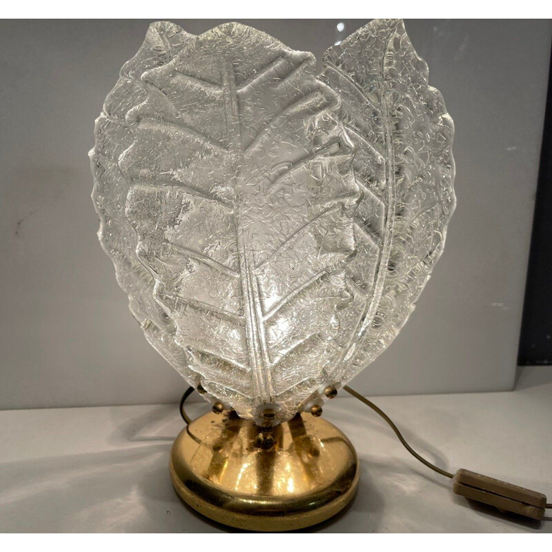 Pareja de lámparas de sobremesa vintage de cristal de Murano