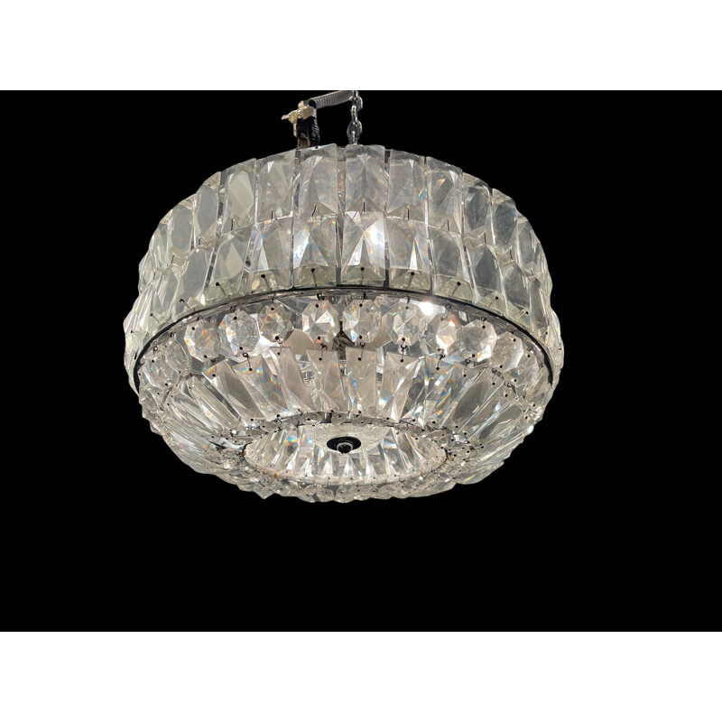 Vintage crystal ceiling lamp, 1960s