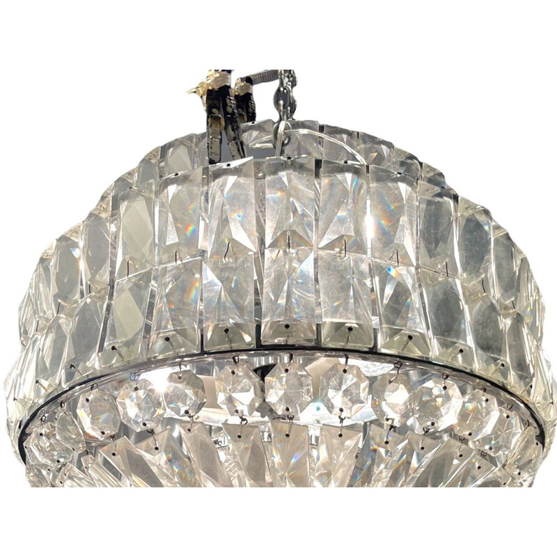 Vintage crystal ceiling lamp, 1960s