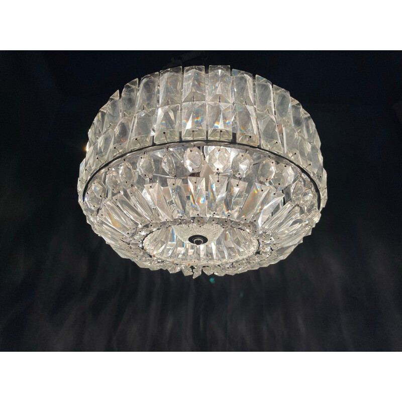 Vintage crystal ceiling lamp, 1960s