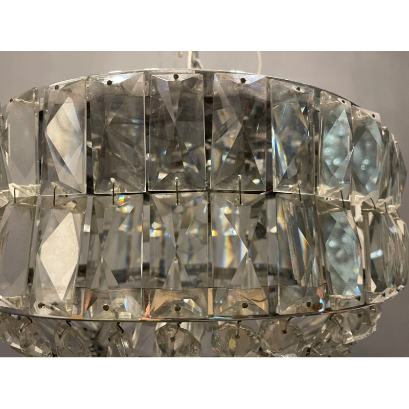 Vintage crystal ceiling lamp, 1960s