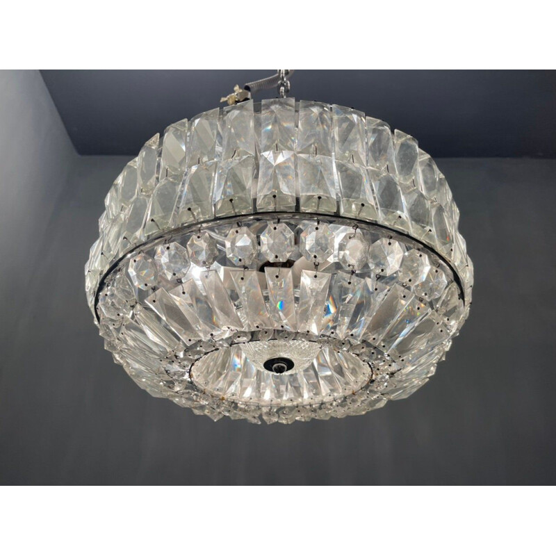 Vintage crystal ceiling lamp, 1960s