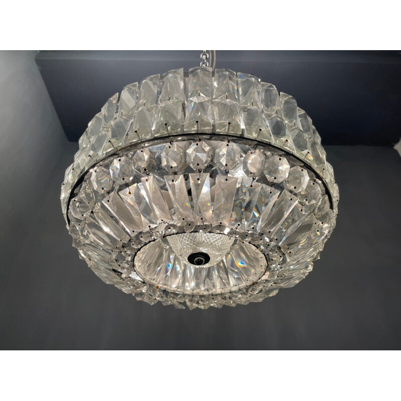 Vintage crystal ceiling lamp, 1960s