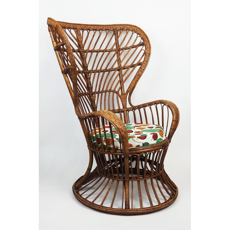 Vintage rattan armchair by Lio Carminati, Italy 1950