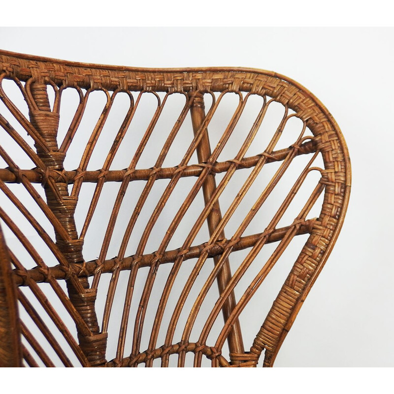 Vintage rattan armchair by Lio Carminati, Italy 1950