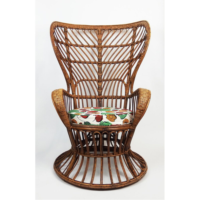 Vintage rattan armchair by Lio Carminati, Italy 1950