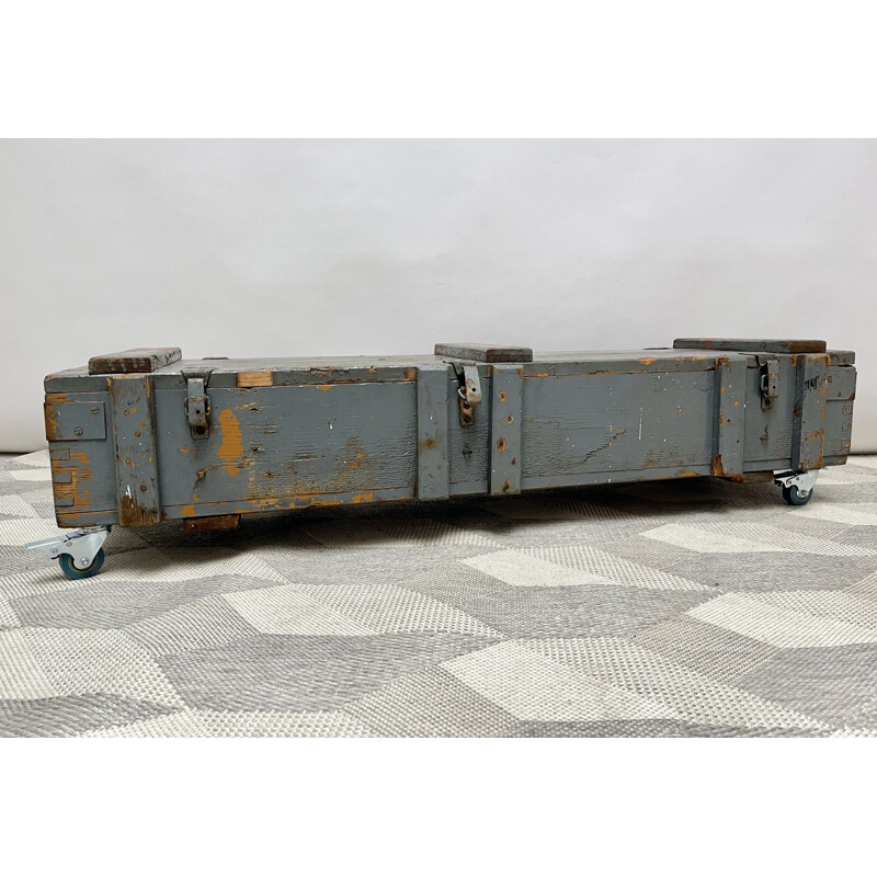 Industrial wooden blanket storage box, 1954