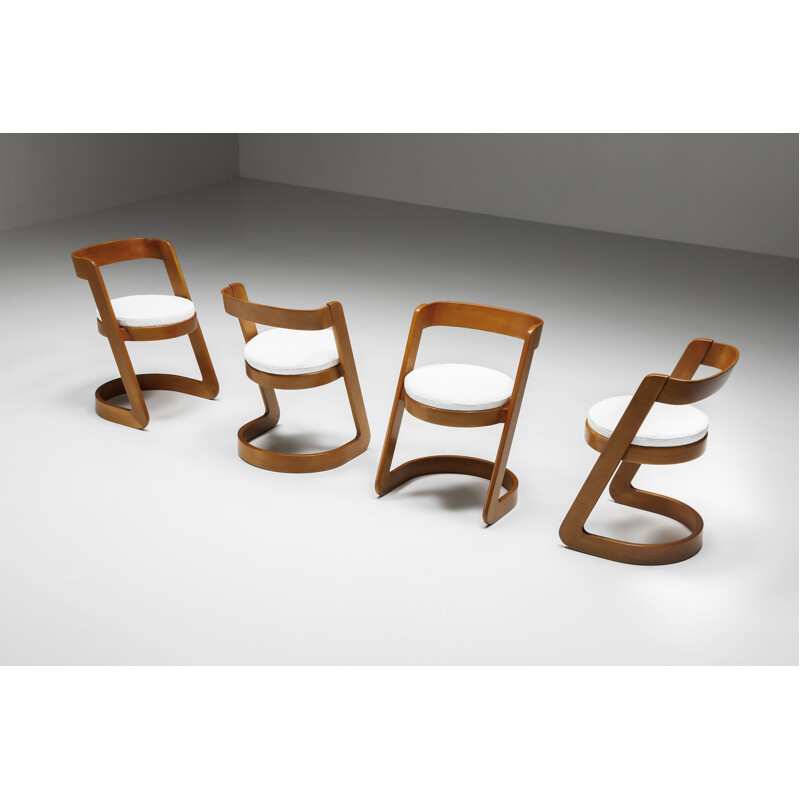 Set of 4 vintage dining chairs by Willy Rizzo for Mario Sabot, Italy 1970s