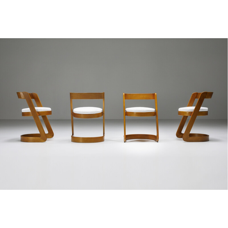 Set of 4 vintage dining chairs by Willy Rizzo for Mario Sabot, Italy 1970s