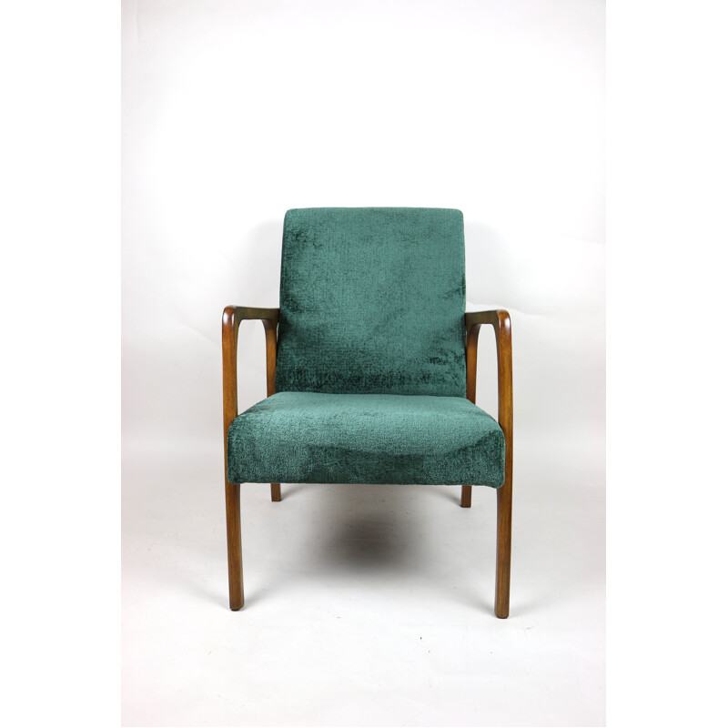 Vintage green velvet armchair, 1970s