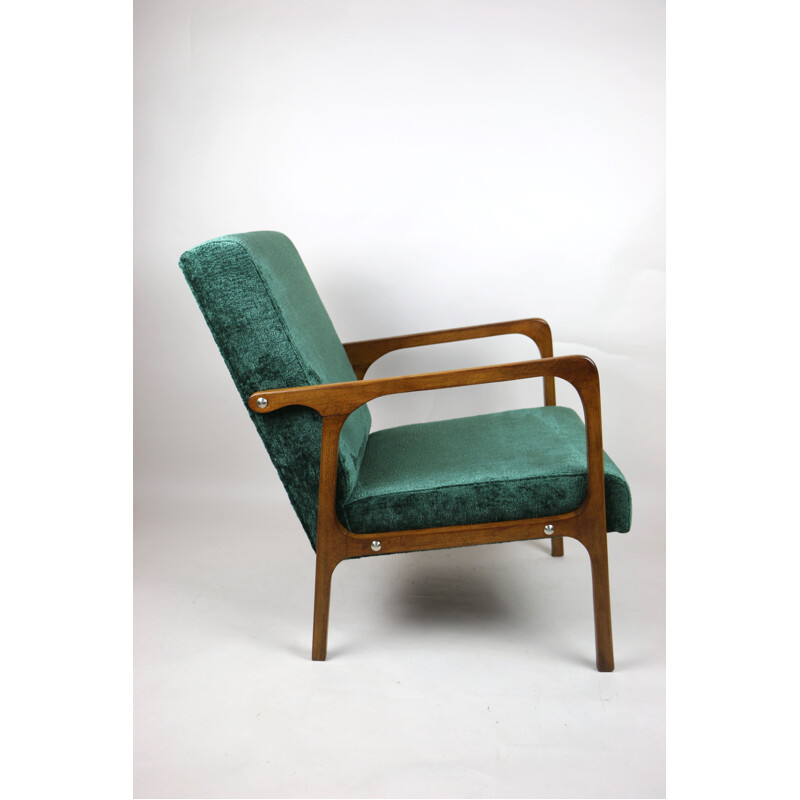 Vintage green velvet armchair, 1970s