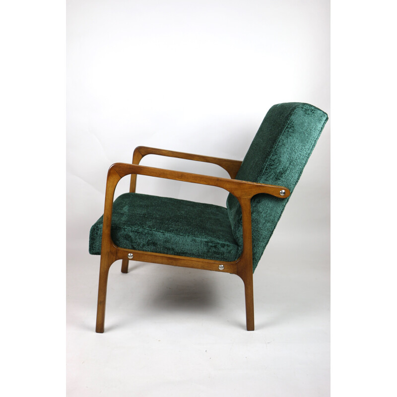 Vintage green velvet armchair, 1970s